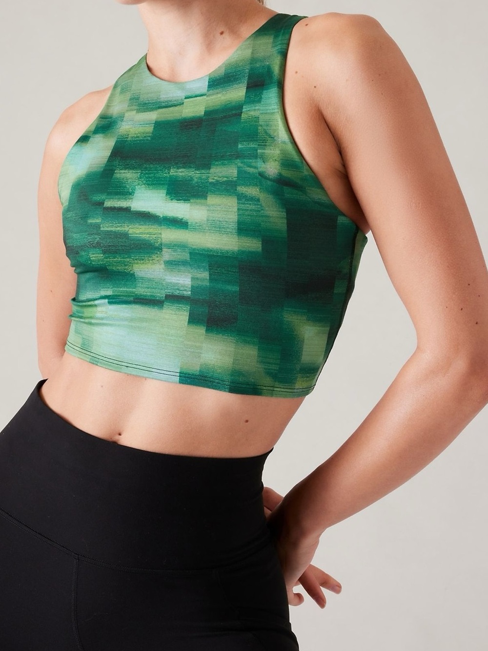Athleta Conscious Crop Low Impact Sports Bra/Tank Dark Green Size XS